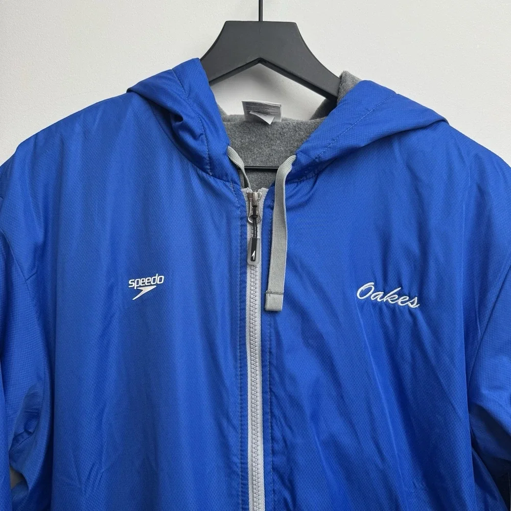 Speedo Adult Team Swim Parka ATCC‎ Dolphins Fleece Med Lined Coat Royal Blue NWT